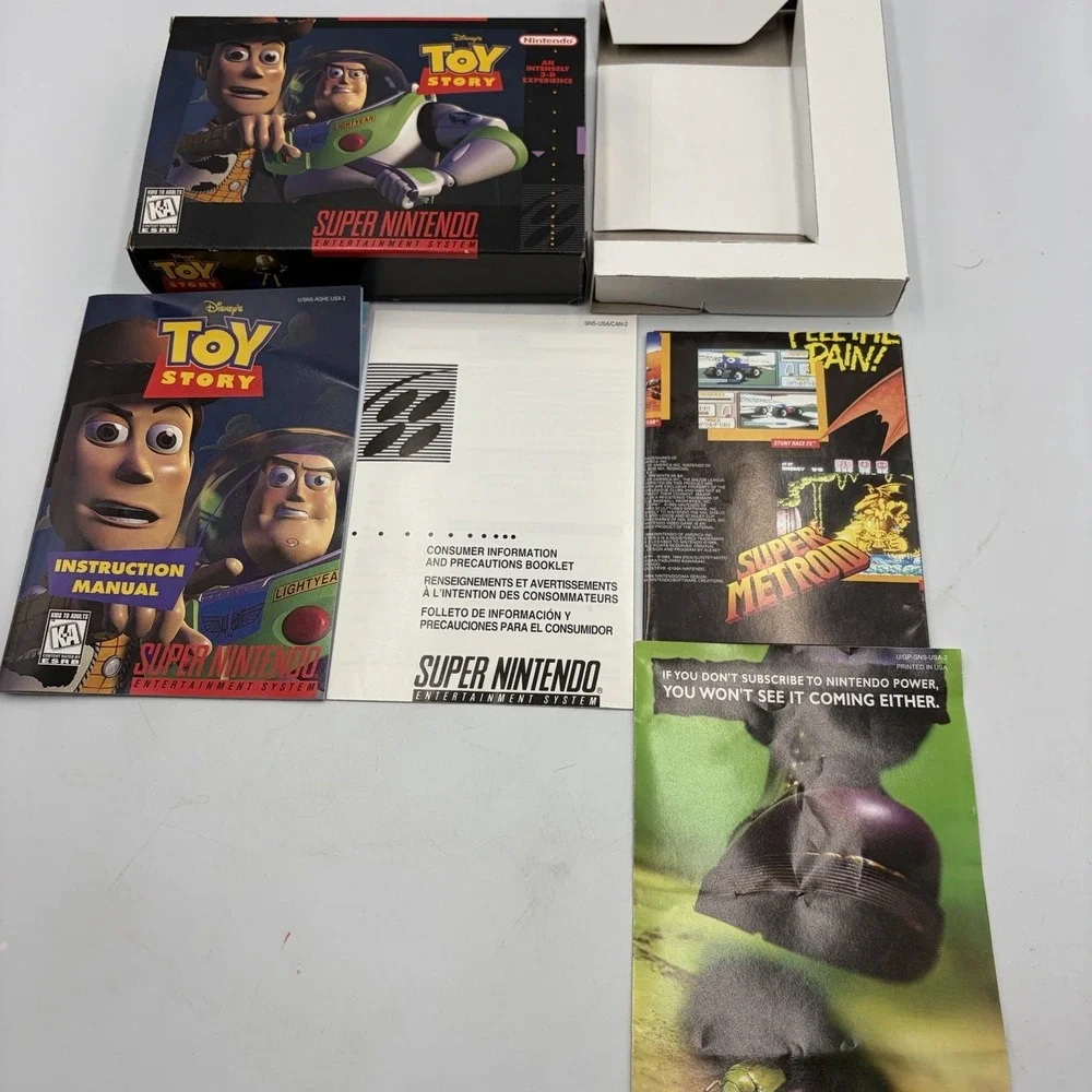 Nintendo Disney Pixar Toy Story SNES Original Box w/ Manual & Inserts